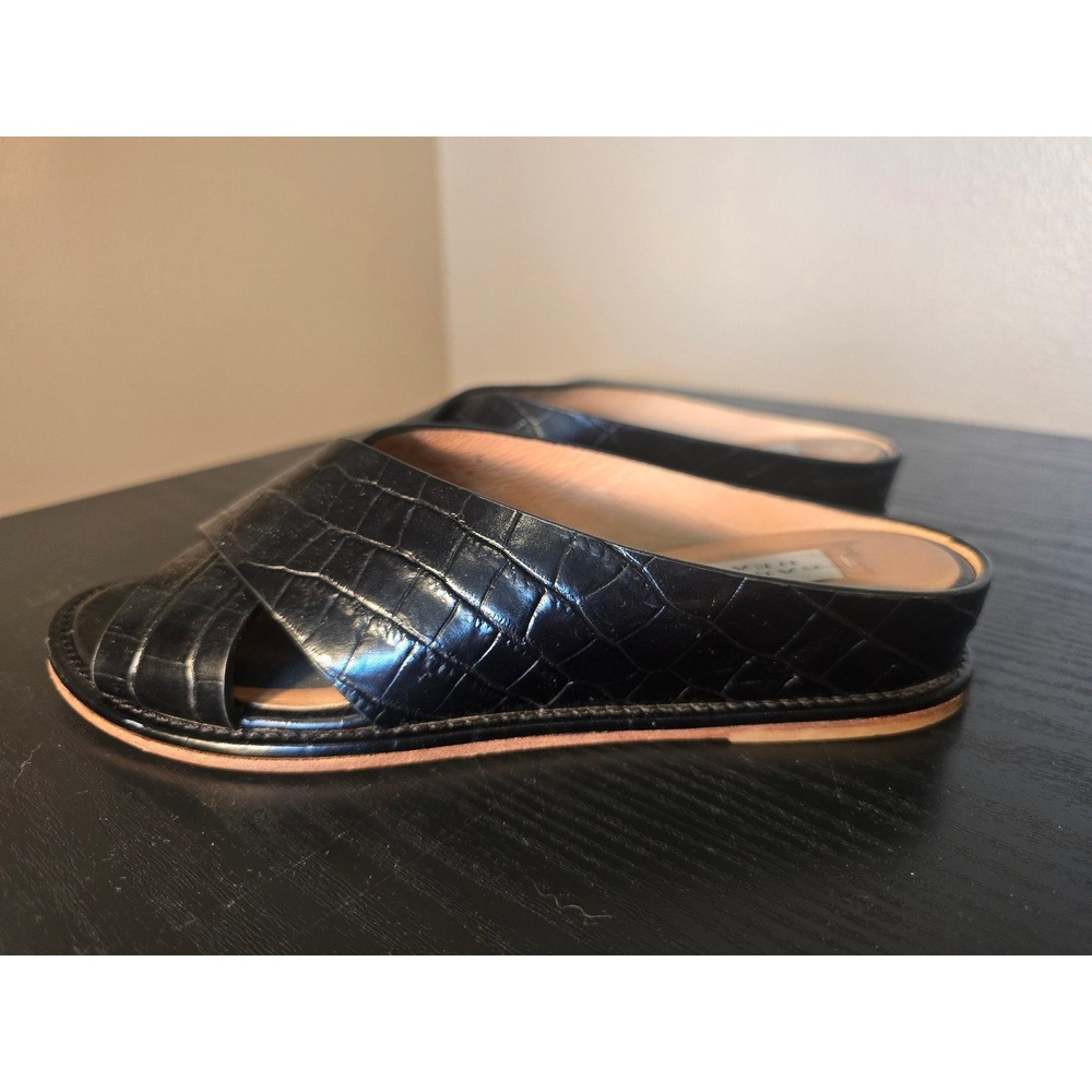 Gabriela Hearst Ellington Croc-Effect Slides black‎ leather